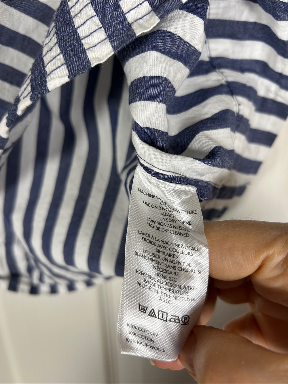Anthropologie Navy & White Striped V-Neck Peasant Blouse size S - Picture 3 of 5